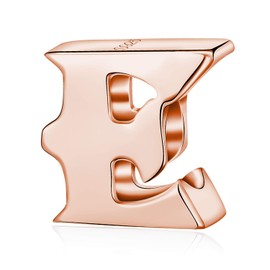 Alphabet Charms Initial A-Z Genuine 925 Sterling Silver Letter Beads Fit European Charm Bracelets for Mother's Day Gifts Rose Gold Sterling Silver, Rose Gold