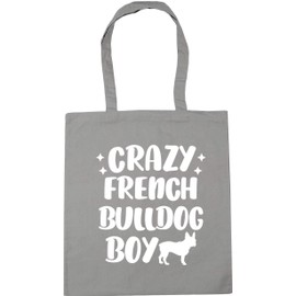 Hippowarehouse Crazy french bulldog boy - dog Tote Shopping Gym Beach Bag 42cm x38cm, 10 litres
