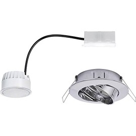 Paulmann 93981 LED Coin Flat Complete Set Mounting Frame Round Ceiling Spotlight Chrome Pivotable Recessed Light Aluminium 6.8 W Satin, zinc