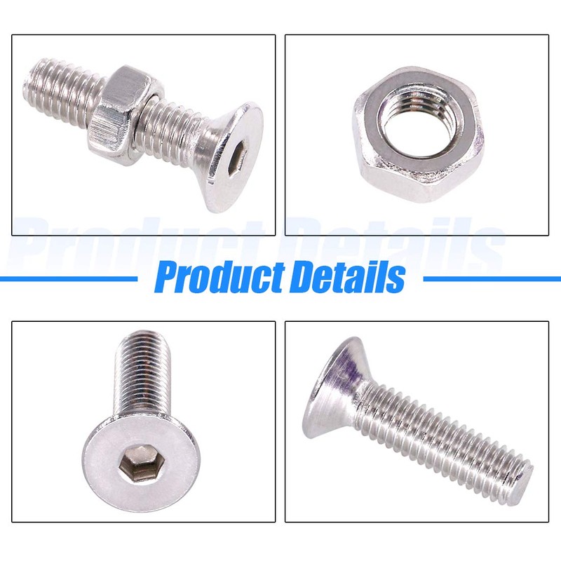Glarks 510Pcs Metric M3 M4 M5 304 Stainless Steel Flat