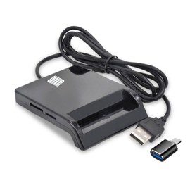 Covifize Card Reader, SD Card Reader, Supports My Number Cards, USB, Contact Type, SD, IC, TF Card, 4 in 1, Multifunctional, Lightweight, Home Tax Filing, USB A & Type-C Type, Black, Compatible with