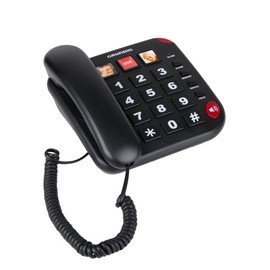GRUNDIG Telephone for Seniors - Landline Telephone Seniors with Large Buttons - Senior Phone Landline with Photo Quick Buttons - Telephone Landline - Speaker and SOS Button - Black
