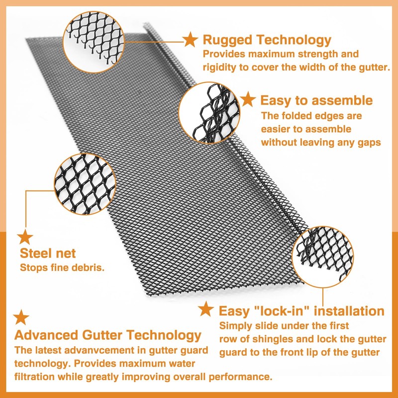 Blulu 25 Pcs Lock in Gutter Guard 6 Inch x
