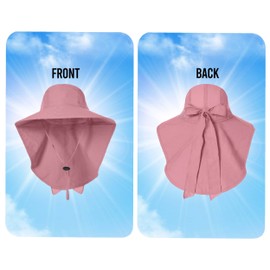 UPF 50+ Sun Protection Hat for Women's Adult UV Solar Protection Wide Brim Outdoor Beach Fishing Bucket Bonnie Cap Visor with Neck Flap Breathable Mesh Lightweight Foldable Windproof A Light Pink