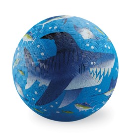 Crocodile Creek Small Rubber Playground Ball 7” Size - For Kids 3 Years and Up - Ships Inflated & PVC-Free - Durable Design for Indoor, Outdoor Games and Active Sports - Shark Reef