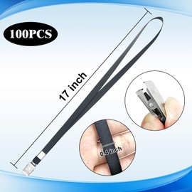 Black Lanyards Bulk,100 Packs Black Lanyards for ID Badges,Lanyards with Flat Badge for Name Tag Lanyard ID Holder (100, Black)