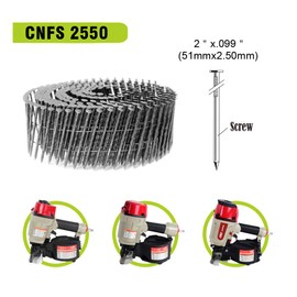 meite CNFS2550S 15 Degree 2''x 0.099'' Wire Coil Screw Shank Industrial Coil Siding Nails 2400 PCS/PACK