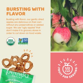 Peeled Snacks Organic Dried Fruit, Apple, 2.8 oz. – Healthy, Vegan Snacks for On-the-Go, Lunch and More
