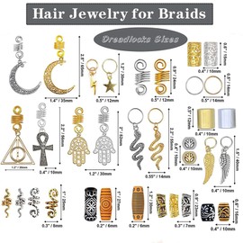 MAIGO Dreadlock Accessories - DIY Wig Dreadlock Imitation Wood Beads Rings Shell Kit, Hair Charms, Beads for Braids (Style B)
