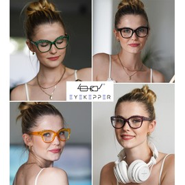 Eyekepper 4-Pack Reading Glasses for Women Rhinestone Readers Cat-eye Eyeglasses +0.50