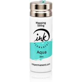 Hilo de mapeo de cejas blanco permanente de tinta Botellas de 100 pies - 30 m Hilo de mapeo preentintado para maquillaje permanente y suministros de microblading Kit de mapeo de cejas (Agua)