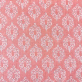 AVKA Studio - Tela estampada de bloque a mano por The Yard – PRECUT 5 yardas 42 pulgadas de ancho, material 100% algodón, patrón floral de coral claro/melocotón, tela india ligera para hacer tops de
