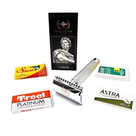 Roman Empire Shaving® Caesar Safety Razor - Elegant Safety Razor for Men and Women - Wet Razor Set Including 20 Razor Blades from Astra, Derby, Shark, Treet - Razor Set