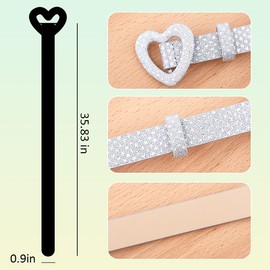 Silver Rhinestone Belt Western Y2k Heart Buckle Belts for Skirts Dress Sparkly Cowgirl Belt for Women Girls Fashion Glitter Bling Heart Accessories Y2k Faux Leather Belts for Pants Jeans Gen Z Fashion