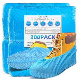 Juego de 200 fundas desechables (100 pares), duraderas, antideslizantes, resistentes al agua y reciclables, para uso en interiores y exteriores, talla