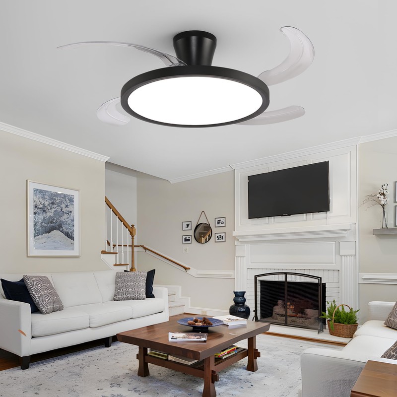 Slim Retractable Ceiling Fans with Lights and Remote Control, 48