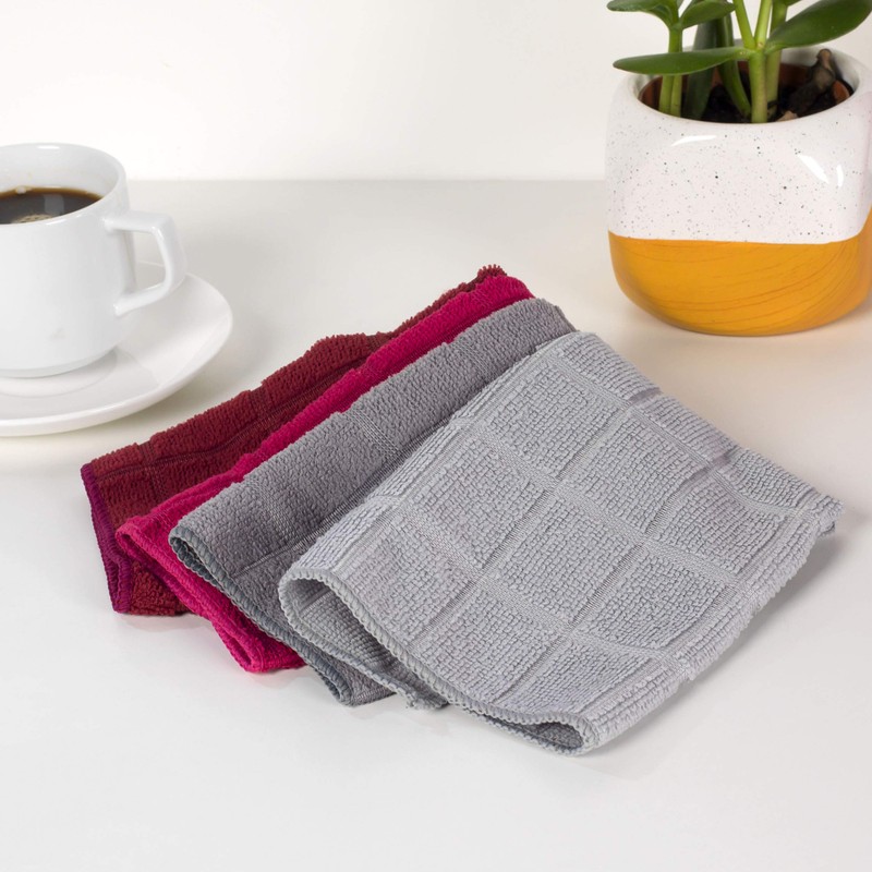 Kleeneze KL062659CDUEU 4 Pack Microfibre Cleaning Dusting Cloths, Super Absorbent