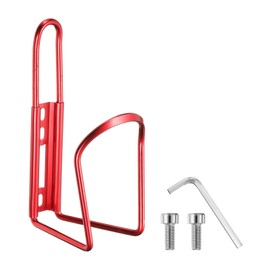 HARFINGTON Bicycle Water Bottle Cage 5.7" Lightweight Aluminum Basic Bike Universal Water Bottle Holder Mount with Hardware for MTB Mountain Road Gravel, Red