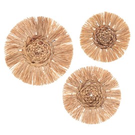 Atmosphera - Set of 3 Wall Decorations - Raffia Diameter 25 cm - Beige