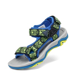 DREAM PAIRS Sandalias Deportivas para Niños y Niñas Sandalias para Exteriores con Puntera Abierta (Bebé/Niño Pequeño/Niño Grande),170892-K,Real/Neón/Verde,16.0 cm