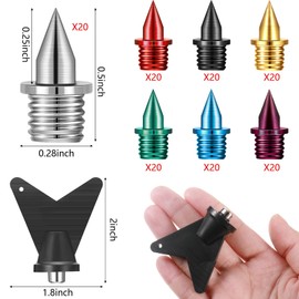 Ripeng 140 Pieces 1/4 Inch Carbon Steel Track Spikes, 7 Colors Light Weight Spikes Track Shoes for Field Sprinting Cross Country, 0.47 Grams