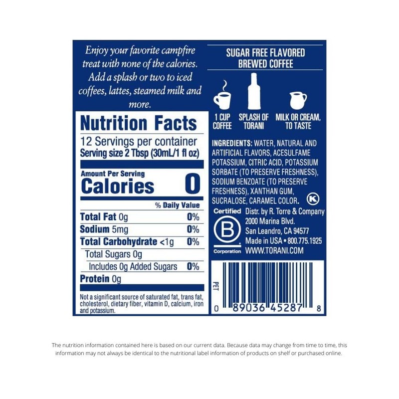 Torani Sugar Free Syrup, S'mores, 12.7 Ounce (Pack of 4)