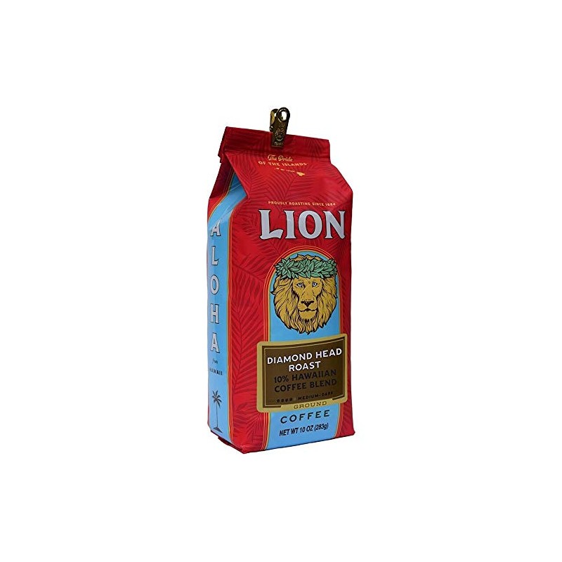Lion Coffee, Diamond Head Roast, 10% Hawaiian Blend, Ground, 10
