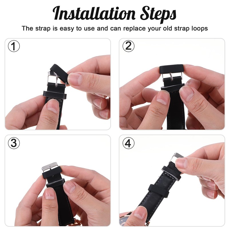 Kenning 6 Pcs Watch Bands Loops, Black Silicone Watch Strap