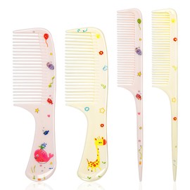 Zssxysm 4 Pcs Girls Hair Brush Set, Fine Tooth Detangle Comb and Brush, Hairdressing Rat Tail Brush for Girls Boys Wet Dry Hair Styling Women Cute