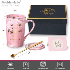 Doublewhale Doublewhale Birthday Gifts for Women Not A Day Over Fabulous Mug Mothers Day Gifts for Her Birthday, BFF, Best Friends, Wife, Mom, Daughter, Sister, 14OZ Ceramic Marble Mug (Pink-Not a Day)