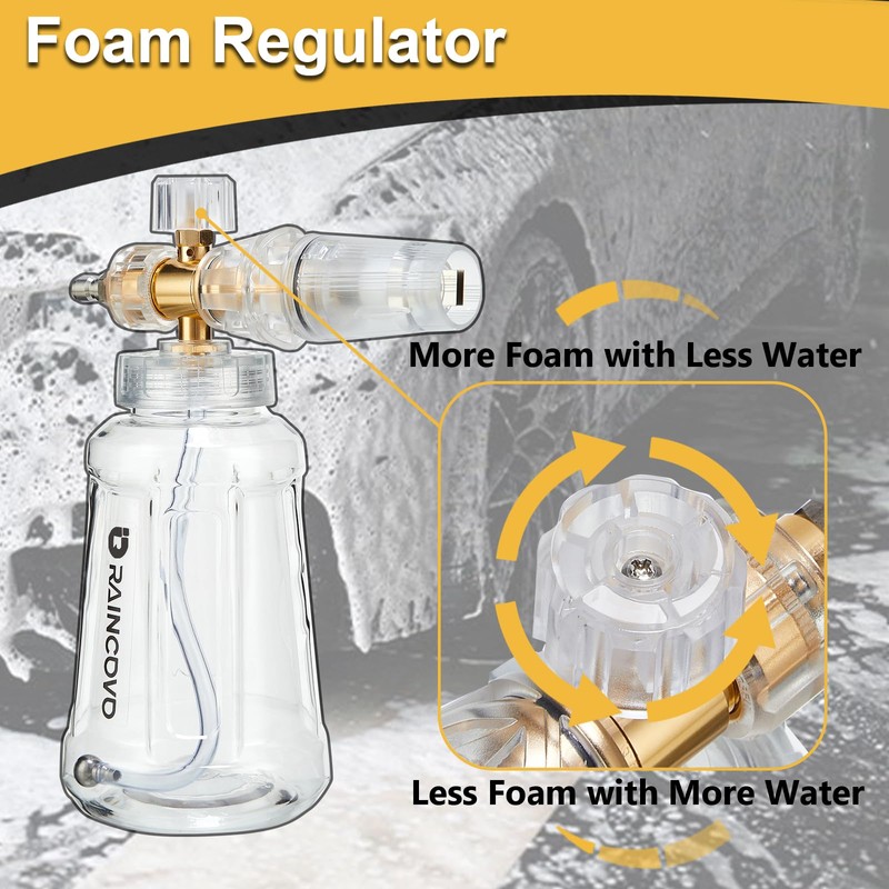 Raincovo Foam Cannon with Short Pressure Washer Gun, Dual Connector