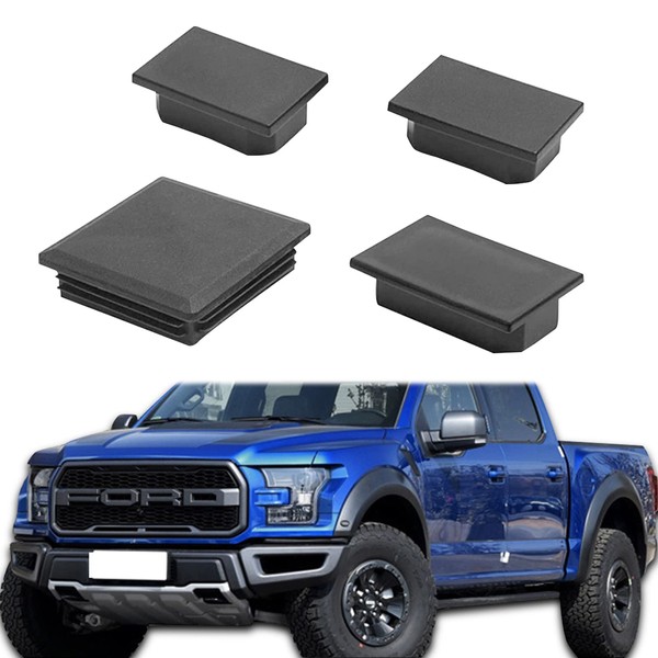 Jawmoy 4 PCS Frame Tube Hole Plug, Body Rear Left & Right Side Plug Kits Work with Wheel-Well Fender Liners for 2017-2019 Ford F150 Raptor, Anti Dirt Mud and Debris (Black)