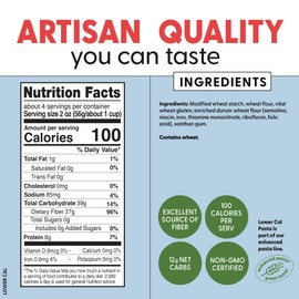 Pastabilities, Lower Calorie Pasta, Penne – 100 Calories/Serving Low Net Carbs, Low Calorie, Non-GMO, High Fiber, Vegan, Plant-Based, Enhanced Nutrients, Delicious Taste & Texture (8 Ounce, 6 Pack)