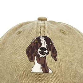 Negi Funny Goat Denim Hat for Men Women Washed Distressed Adjustable Dad Hats Baseball Cap Cute Animal Lover Gifts Vintage Unconstructed Plain Cap Unisex Fit