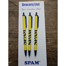 spam 3 SPAM Pens & Grocery List, Notepad. VINTAGE - NEW, UNUSED