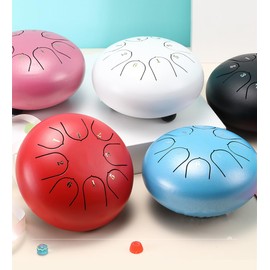 Rain Drum for Outdoor Garden, Natural Chakra Drum for Outdoor Rain, Drum Rain Chime Waterproof Chakra Drum 6 Inch 8 Notes (Red)