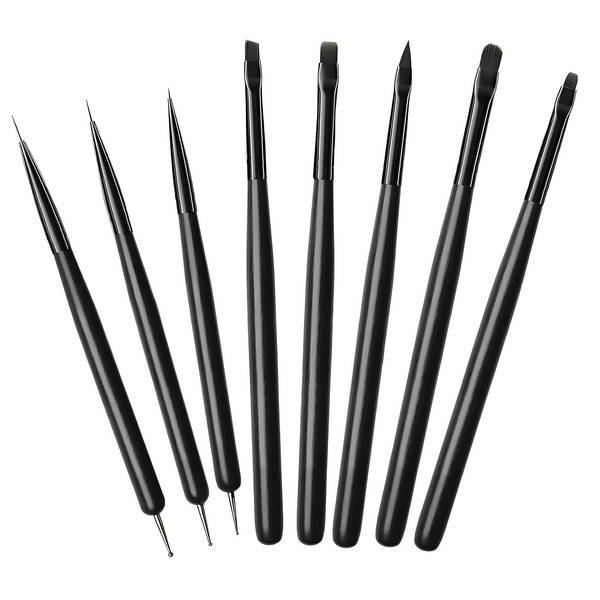 Xiciki 8-teiliges Nagelkunst-Pinsel-Set, French Tip Pinsel, Nagelpinsel für detaillierte Malerei,