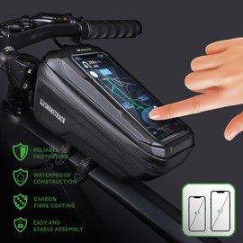 FOREVER Bicycle Bag Waterproof - Handlebar Bag with Bike Phone Holder - Bike Phone Holder Waterproof with TPU Sensitive Touchscreen - Bike Frame Bag for Mountain Bikes Road Bike, Ebikes