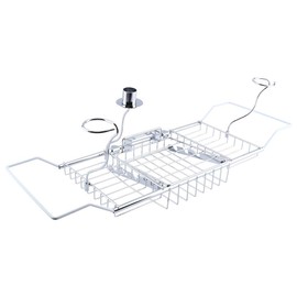 Bathtub Caddy, Stainless Steel Bathtub Tray Shelf Expandable Bath Tray Bathroom Shower Storage Organizer Holder Soap Red Wine Rack Gift Idea for Loved Ones