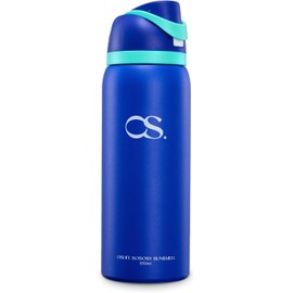 OSLIFE Aislante Térmico Termo Acero Inoxidable，con popote,Botella Deportiva de Doble Bebida,Sin BPA,Estructura de Doble Capa y Tapa Sellada a Prueba de Fugas, Uso en Gimnasio(Azul, 40OZ)