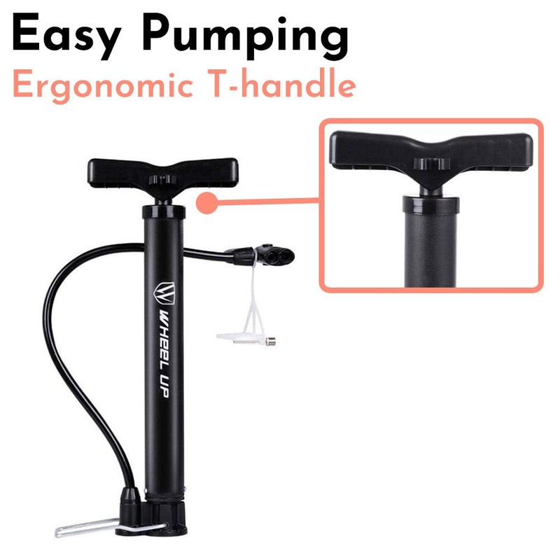 Portable Bike Floor Pump Automatically Reversible Presta & Schrader Valves