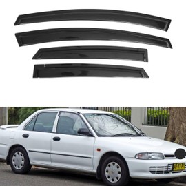 IG Window Visor for Mitsubishi Mirage Sedan 1997-2001, Rain Guard Tape-On Extra Durable Sun Wind Side Vent Window Deflector, 1997 1998 1999 2000 2001 (Sedan Only)