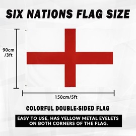 YOFANUP Six Nations Flags, 5x3 ft, 6 Pcs Premium Flags with Eyelets, England, Scotland, Wales, Ireland, France, and Italy Flags, Great 6 Nations Flags for Pub, Club and Garden Decorations