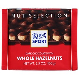 Ritter Sport Dark Chocolate with Whole Hazelnuts Bar, Natural, 3.5 Ounce (Pack of 10)