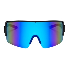 Oversized Mirrored Sunglasses Retro Reflective Non-Polarized 80s & 90s Sunglasses Vintage Visor Sunglasses Womens & Mens Shield Sunglasses (Blue Mirror)