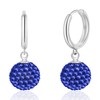 925 Sterling Silver Sapphire Crystal Dangle Hoop Earrings for Women