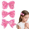 AMCAMI Glitter Hot Pink Hair Bows Clips,3PCS Small Sparkling Bling