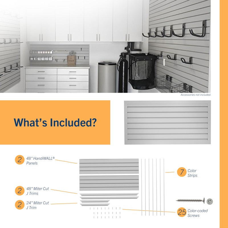 HandiSOLUTIONS 4x2 Framed HandiWALL Kit, Gray PVC Slatwall Garage Wall