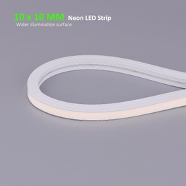 JOYLIT Bright LED Neon Rope Light 6000K Cool White 10 x 10MM 16.4FT, 24V 60W Outdoor Waterproof Neon LED Strip Lights 168LED/M Uniform Glow Dotless, Flexible Cuttable Neon Light for Boat, RV, Patio