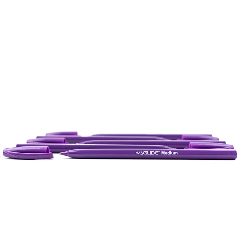 Eziglide Ballpoint Purple Pen, Pack of 100 Ballpoint Pens, Smooth